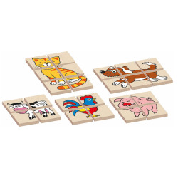 Dřevěná skládanka/puzzle - zvířátka
