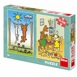 Puzzle - Pejsek a kočička, 2 x 48 dílků