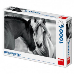 Puzzle - Koně černobílé, 1000 dílků