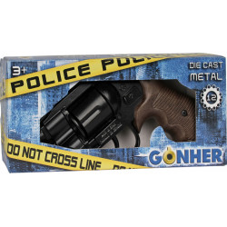 Gonher - Policejní revolver Gold colection černý, kovový, 12 ran