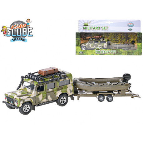 Auto Land Rover Military s přívěsem - kovové