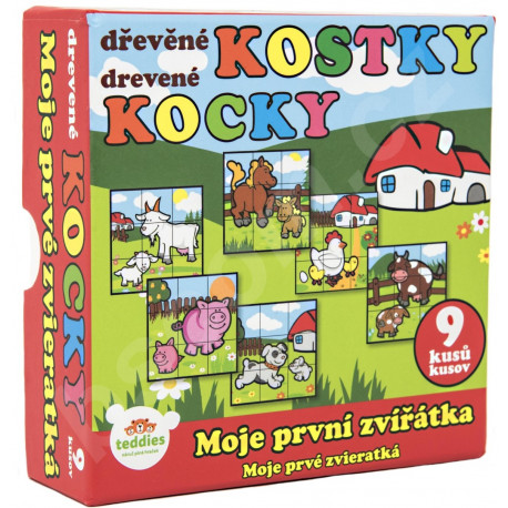 Dřevěné obrázkové kostky - moje první zvířátka Dřevěné obrázkové kostky - moje první zvířátka
