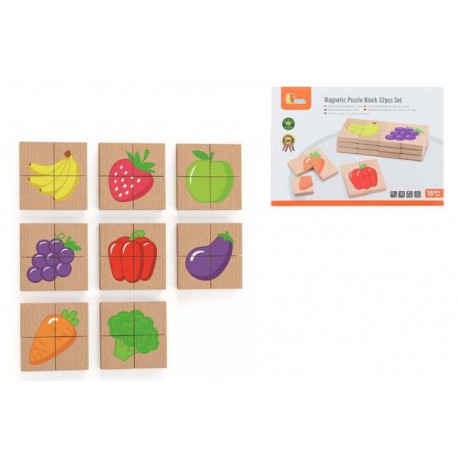 Magnetické puzzle - ovoce a zelenina, dřevěné