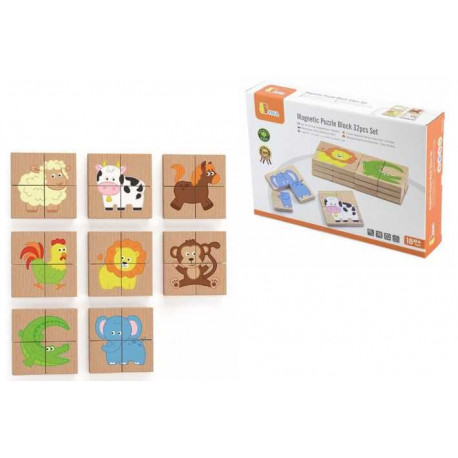 Magnetické puzzle - zvířátka , dřevěné
