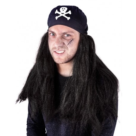 Paruka pirát černá se šátkem