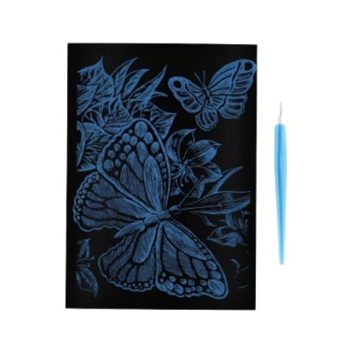 Škrábací obrázek - mini - Duhoví motýli