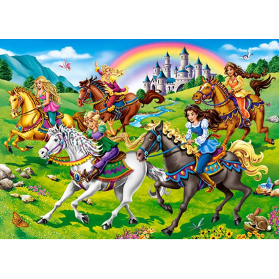 Puzzle - Princezny na koních, 260 dílků