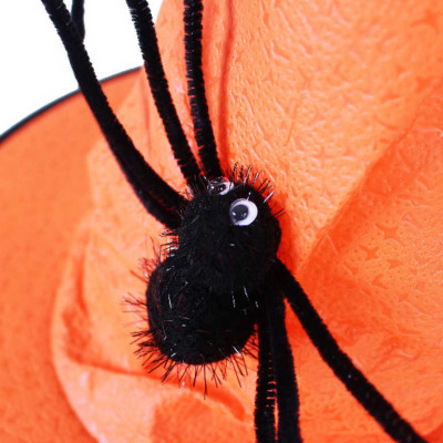 Klobouk čarodějnice s pavoukem - oranžový