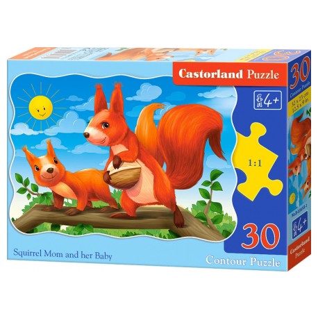 Puzzle - Veverka a její miminko, 30 dílků, tvarované Puzzle - Veverka a její miminko, 30 dílků, tvarované