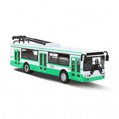 Kovový trolejbus zelený, 16 cm